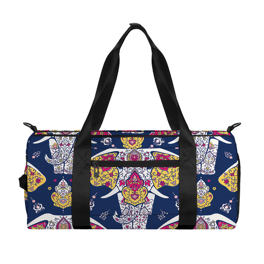Indian Floral Elephant Pattern Print Gym Bag
