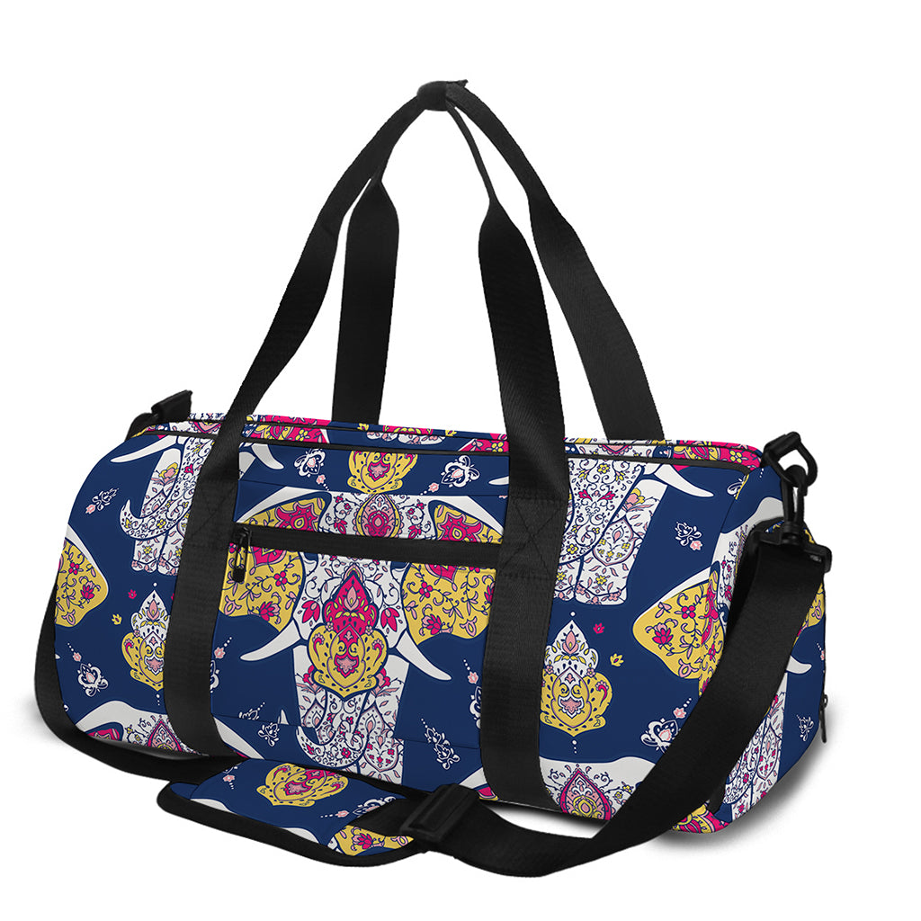 Indian Floral Elephant Pattern Print Gym Bag