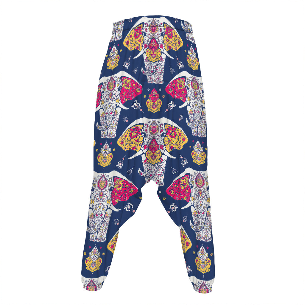 Indian Floral Elephant Pattern Print Hammer Pants