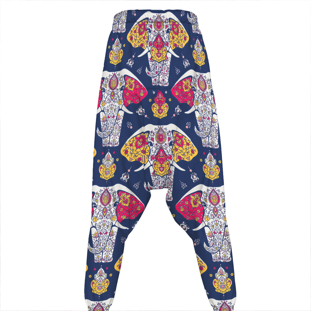 Indian Floral Elephant Pattern Print Hammer Pants