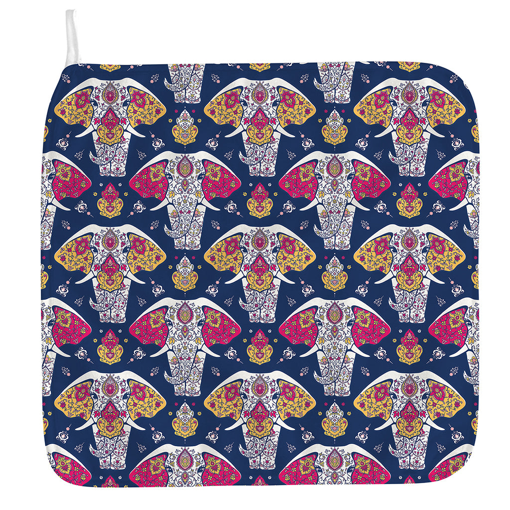 Indian Floral Elephant Pattern Print Hand Towel