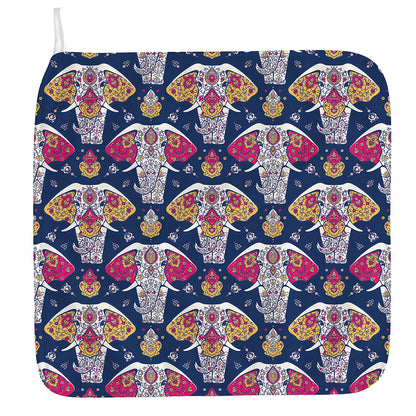 Indian Floral Elephant Pattern Print Hand Towel