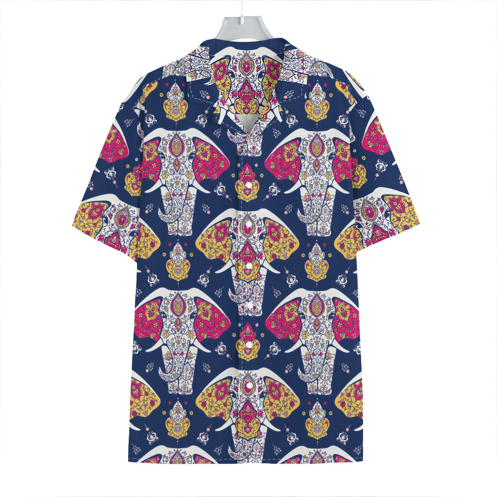 Indian Floral Elephant Pattern Print Hawaiian Shirt