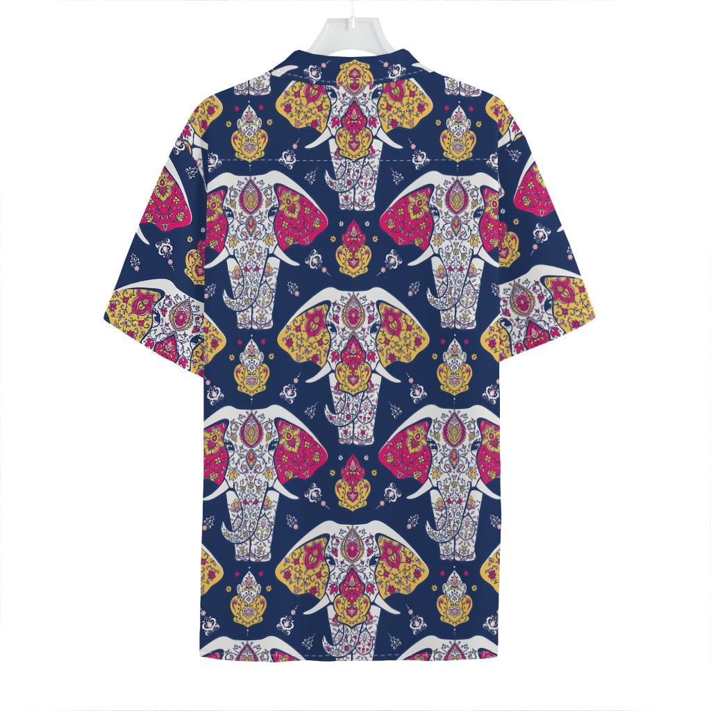 Indian Floral Elephant Pattern Print Hawaiian Shirt