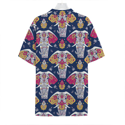 Indian Floral Elephant Pattern Print Hawaiian Shirt
