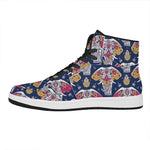 Indian Floral Elephant Pattern Print High Top Leather Sneakers