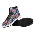 Indian Floral Elephant Pattern Print High Top Leather Sneakers