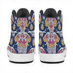 Indian Floral Elephant Pattern Print High Top Leather Sneakers