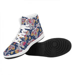 Indian Floral Elephant Pattern Print High Top Leather Sneakers