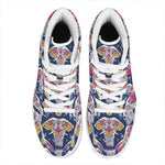Indian Floral Elephant Pattern Print High Top Leather Sneakers