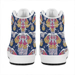 Indian Floral Elephant Pattern Print High Top Leather Sneakers