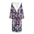 Indian Floral Elephant Pattern Print Hooded Bathrobe