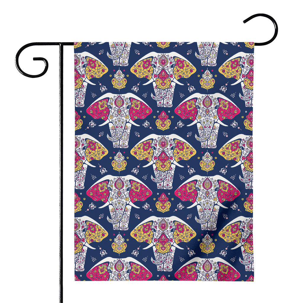 Indian Floral Elephant Pattern Print House Flag