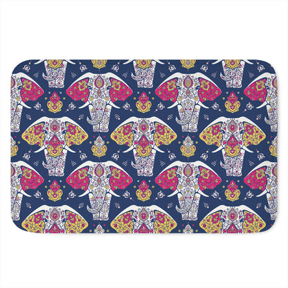 Indian Floral Elephant Pattern Print Indoor Door Mat