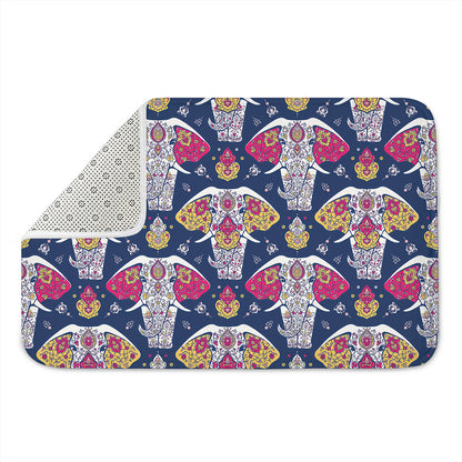 Indian Floral Elephant Pattern Print Indoor Door Mat