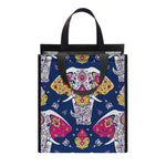 Indian Floral Elephant Pattern Print Insulated Lunch Tote