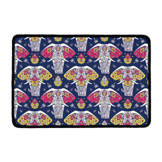 Indian Floral Elephant Pattern Print Kitchen Mat
