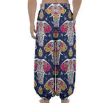 Indian Floral Elephant Pattern Print Lantern Pants