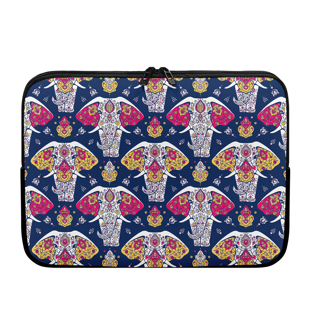 Indian Floral Elephant Pattern Print Laptop Sleeve