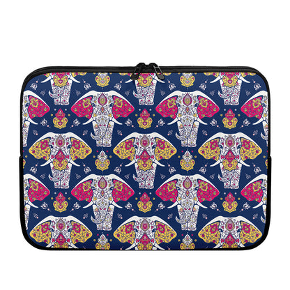 Indian Floral Elephant Pattern Print Laptop Sleeve