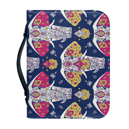 Indian Floral Elephant Pattern Print Leather Bible Cover
