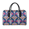 Indian Floral Elephant Pattern Print Leather Duffel Bag
