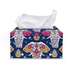 Indian Floral Elephant Pattern Print Leather Tissue Box Cover
