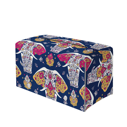 Indian Floral Elephant Pattern Print Leather Tissue Box Cover