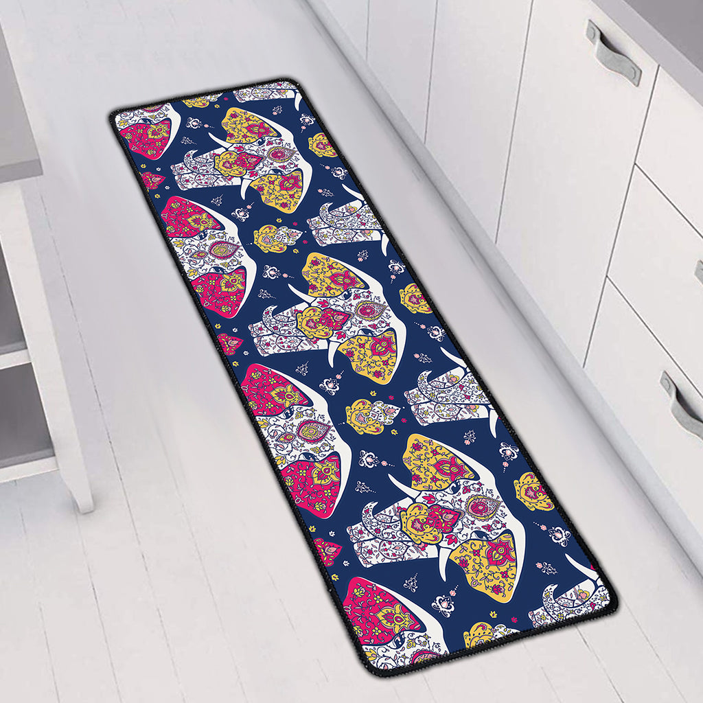 Indian Floral Elephant Pattern Print Long Kitchen Mat