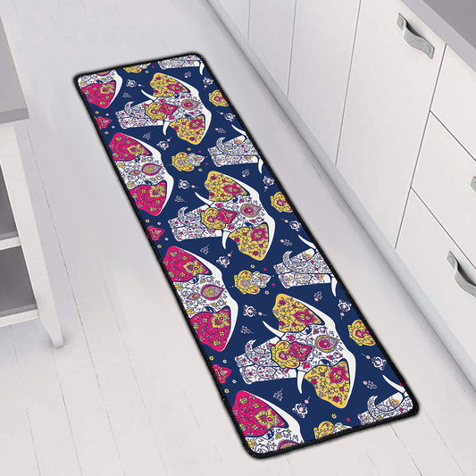 Indian Floral Elephant Pattern Print Long Kitchen Mat