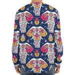 Indian Floral Elephant Pattern Print Long Sleeve Baseball Jersey