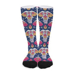 Indian Floral Elephant Pattern Print Long Socks