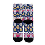 Indian Floral Elephant Pattern Print Long Socks
