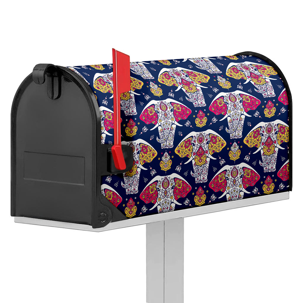 Indian Floral Elephant Pattern Print Mailbox Cover