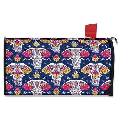 Indian Floral Elephant Pattern Print Mailbox Cover