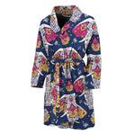 Indian Floral Elephant Pattern Print Men's Bathrobe