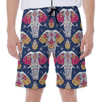 Indian Floral Elephant Pattern Print Men's Beach Shorts