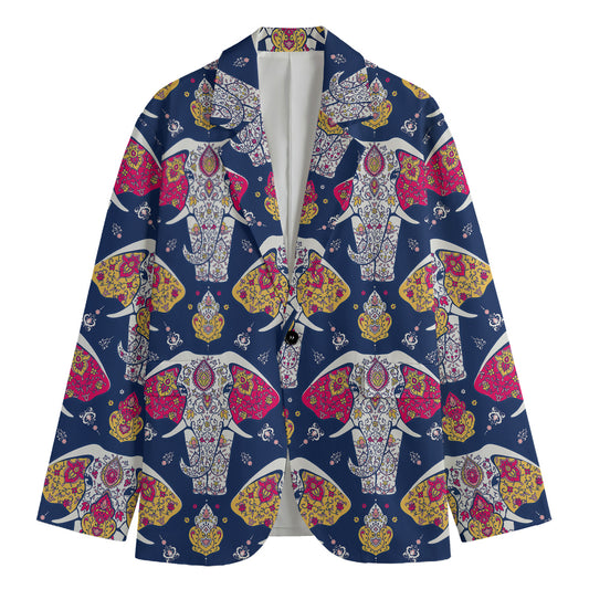 Indian Floral Elephant Pattern Print Men's Blazer