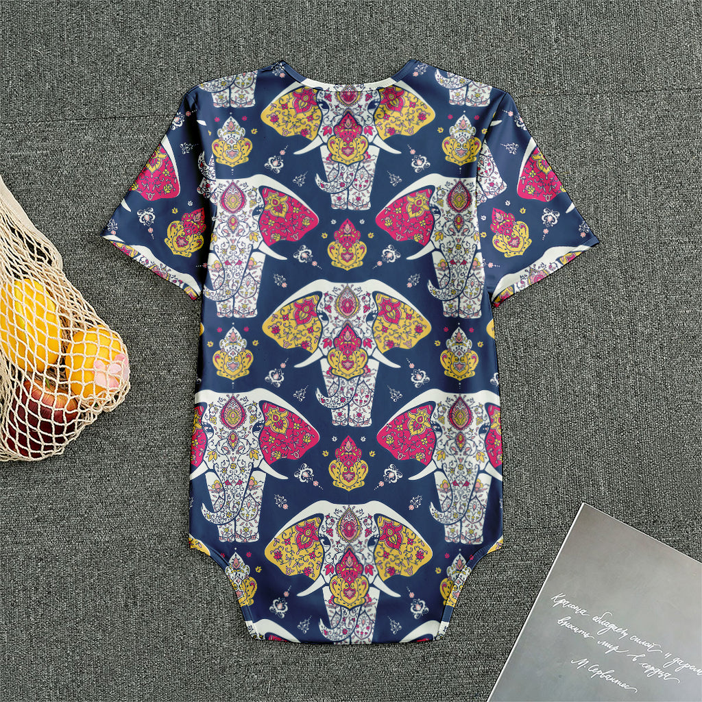 Indian Floral Elephant Pattern Print Men's Bodysuit