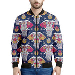 Indian Floral Elephant Pattern Print Men's Bomber Jacket