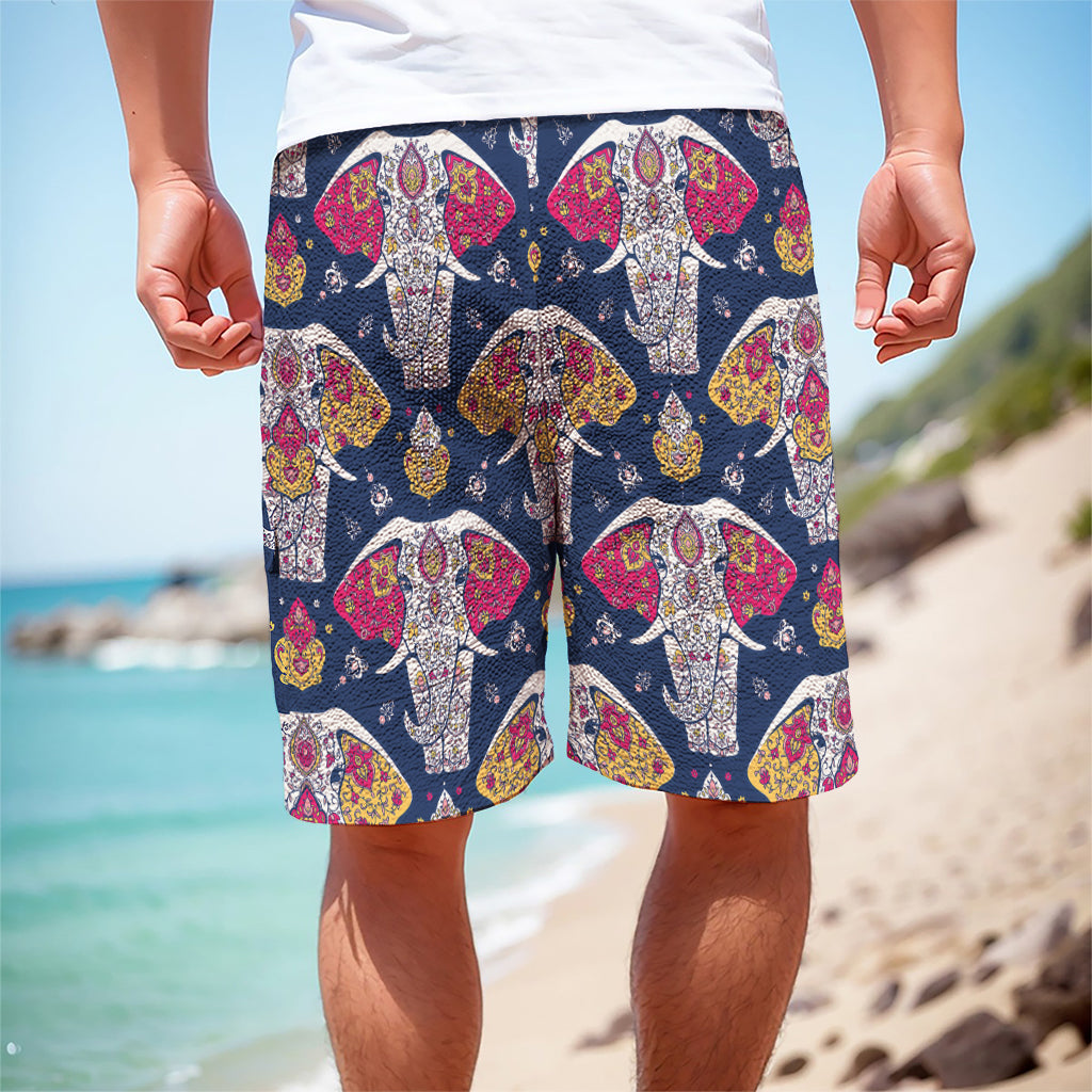 Indian Floral Elephant Pattern Print Men's Cargo Shorts