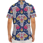 Indian Floral Elephant Pattern Print Men's Deep V-Neck Shirt