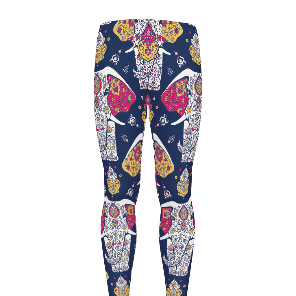 Indian Floral Elephant Pattern Print Men's leggings