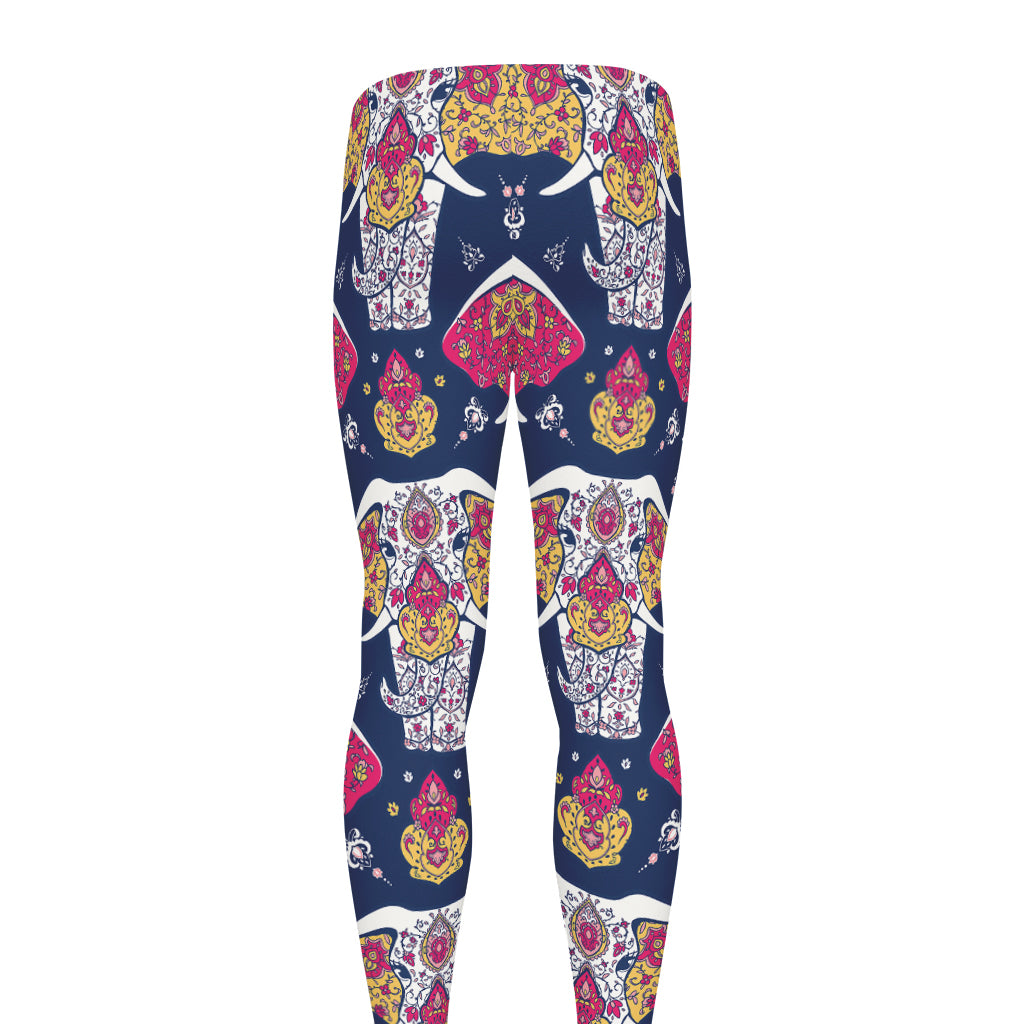 Indian Floral Elephant Pattern Print Men's leggings