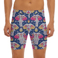 Indian Floral Elephant Pattern Print Men's Long Boxer Briefs