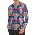 Indian Floral Elephant Pattern Print Men's Long Sleeve Rash Guard