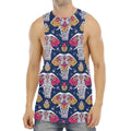 Indian Floral Elephant Pattern Print Men's Muscle Tank Top
