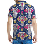 Indian Floral Elephant Pattern Print Men's Polo Shirt