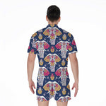 Indian Floral Elephant Pattern Print Men's Rompers