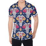 Indian Floral Elephant Pattern Print Men's Shirt